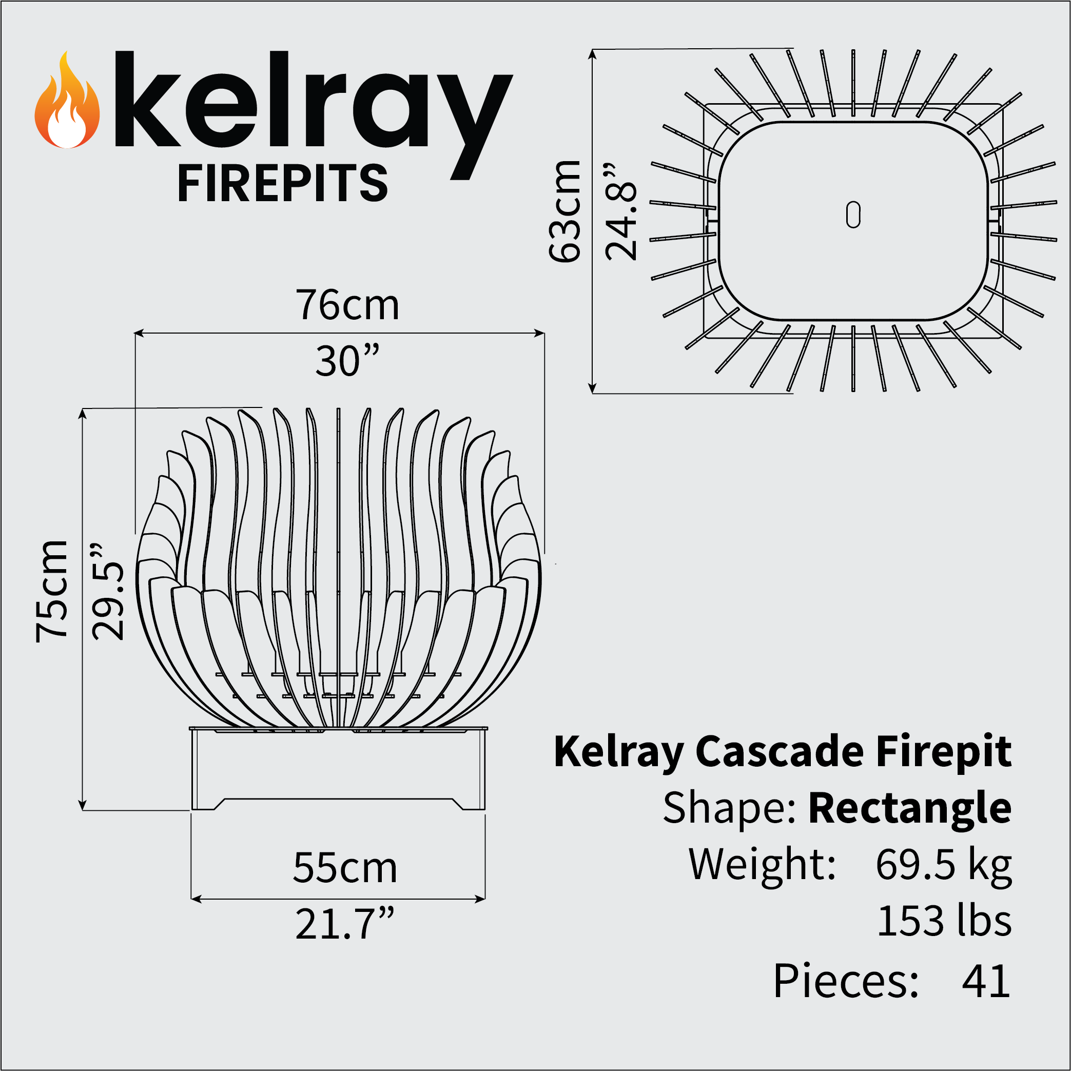 Cascade Rectangle - Firepit